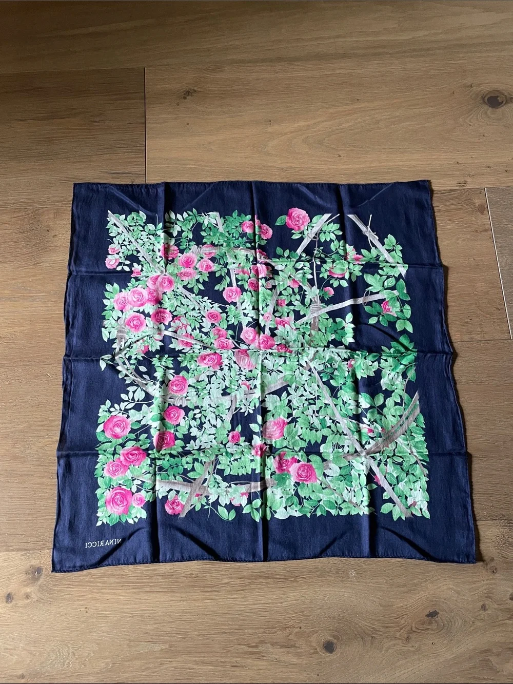 Nina Ricci Floral Handkerchief Bandana Neckerchief Scarf Silk?